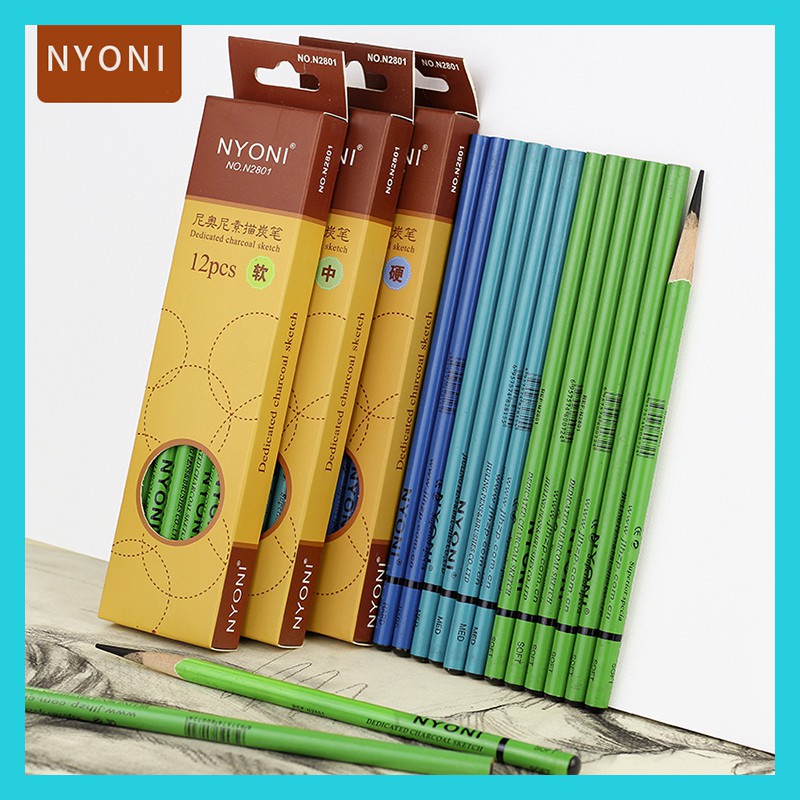 (Hàng Mới Về) Set 12 Bút Chì Kẻ Chân Mày Nyoni Chuyên Nghiệp