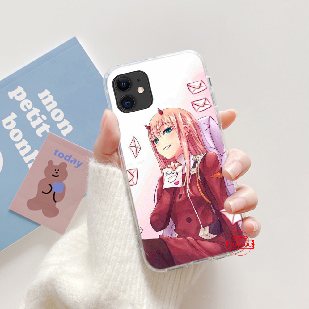 iPhone 12 Mini 11 Pro XR XS Max Transparent soft Case 20GBY franxx wiki zero two anime