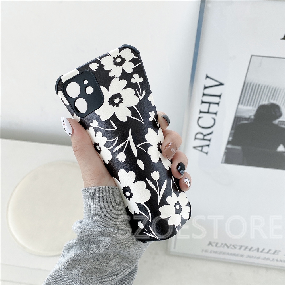 Fashion G-Dragon Black Flowers Skin-Friendly Lambskin Soft Phone Case for OPPO A55 A53 A33 A32 2020 Reno4Z A92s A92 A52 A91 A31 Reno5Pro Reno5 Reno3 Reno2F Reno2 Reno A9 2020 A5 2020 F11 F11Pro