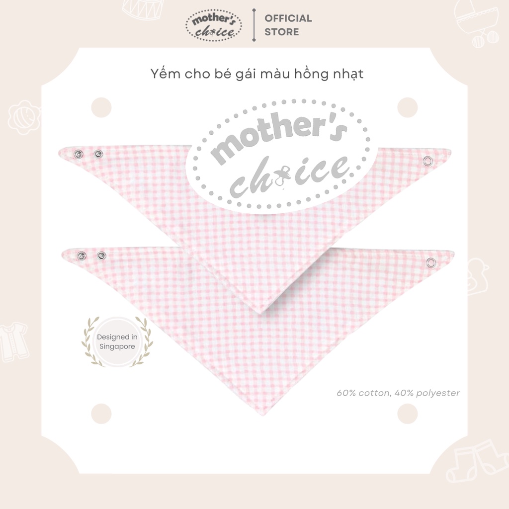 Yếm cho bé gái màu hồng nhạt đáng yêu Mother's Choice - yếm tam giác chất liệu cotton TS3042B