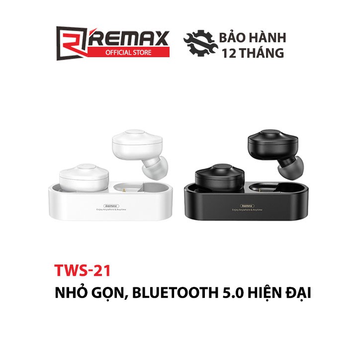 [Mã LTP50 giảm 50000 đơn 150000] Tai nghe Bluetooth True Wireless Remax TWS-21 kèm dock sạc