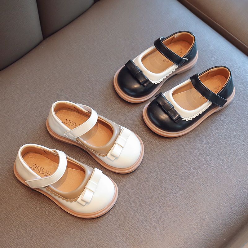 Giày Búp Bê Bé Gái, Giày Vintage Da Mềm Êm Chân Nơ Viền Bèo Cực Xinh Cho Bé Gái 1 Tuổi-6 Tuổi