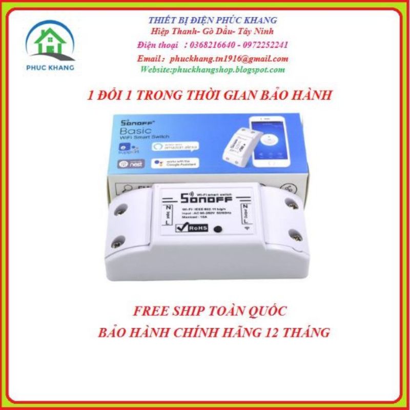 Bô điều khiển thiết bị qua điện thoại sonoff basic