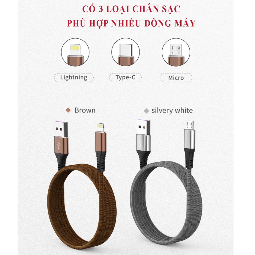 [Freeship] CÁP SẠC NHANH M11S CHÍNH HÃNG SD Design 6A, iphone,samsung,oppo dây dù chống đứt, cap sạt điện thoại