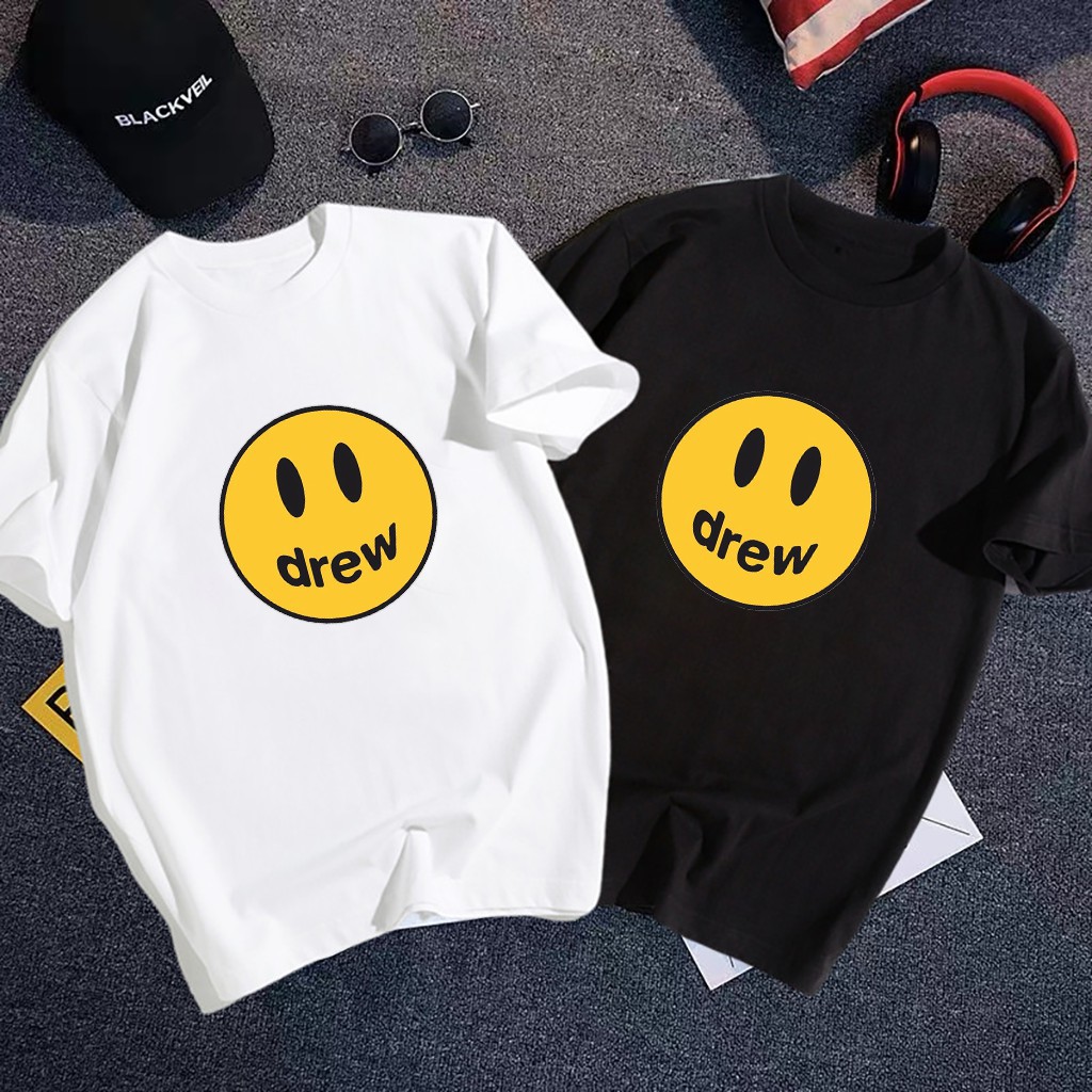 Áo thun Unisex ngắn tay không cổ in hình DREW mặt cười thời trang cá tính | BigBuy360 - bigbuy360.vn