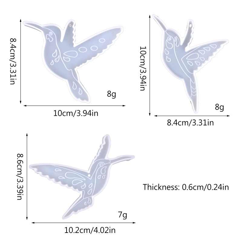 Khuôn Silicone Làm Móc Khóa Thủ Công Hình Chú Chim Ruồi Độc Đáo