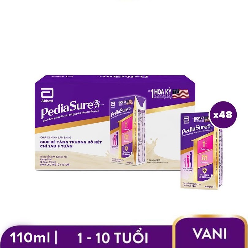 Thùng 48 Hộp Sữa nước Pediasure Vani 110ml “ GIÁ BÁN ĐÃ TRỪ KHUYẾN MÃI”