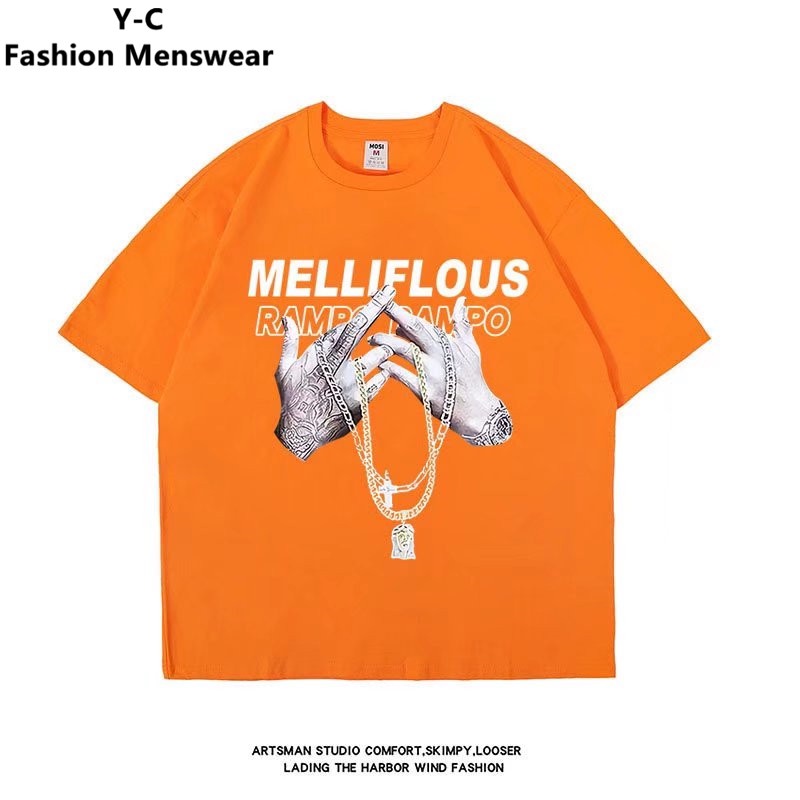 Áo Thun Tay Ngắn Dáng Rộng Họa Tiết In Phong Cách Hip Hop Thời Trang Mùa Hè Size M-8XL