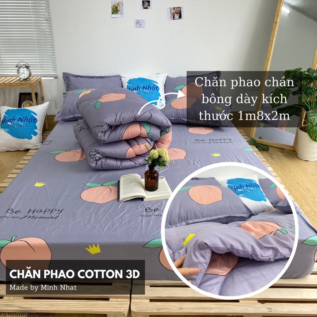 Chăn hè, chăn phao Cotton 3D chần bông Minh Nhật đủ màu, mền hè mỏng mát kích thước 1m8x2m