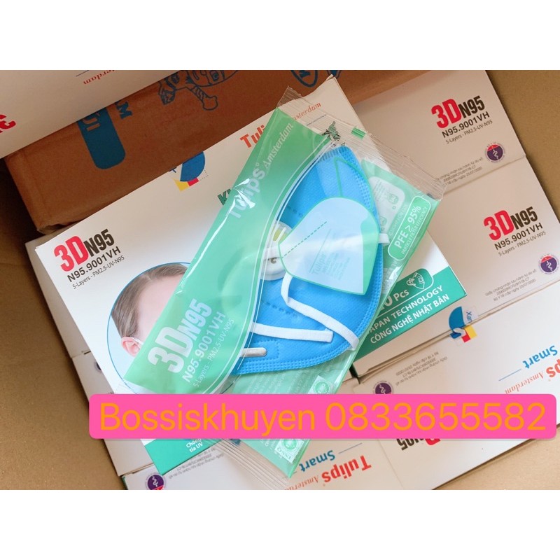 Khẩu Trang 5 lớp Tulips 3D N95 giặt dùng được nhiều lần, Lọc Bụi Siêu Mịn PM2.5 Có Van Thở,ami