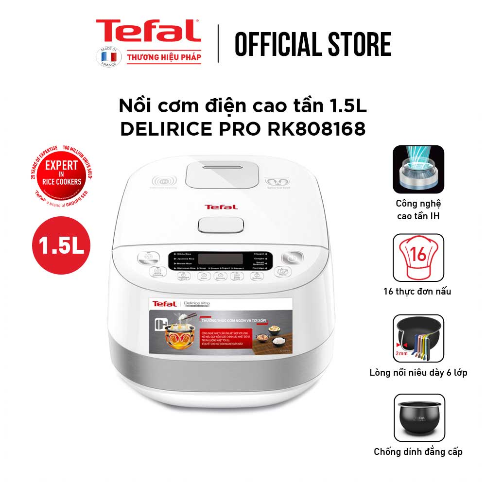 Nồi cơm điện tử cao tần Tefal 1.5L - 16 menu - TH Pháp - RK808168 - BH 2 năm