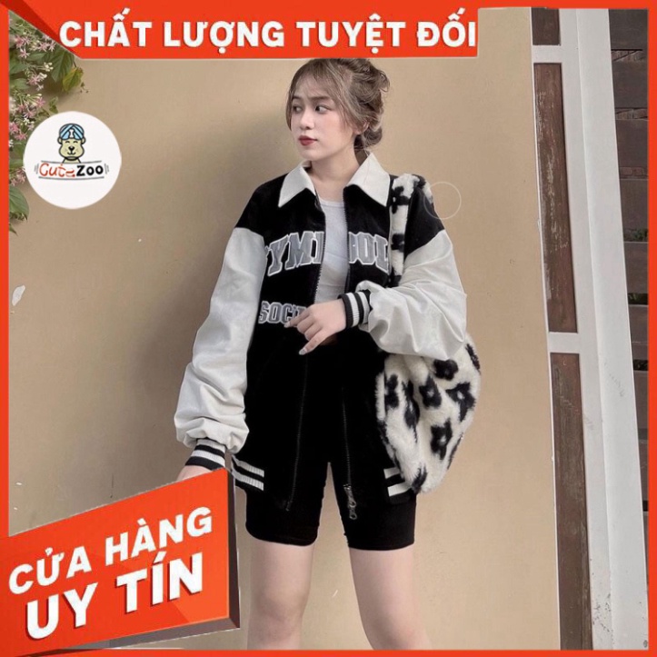 Áo khoác nữ cổ đứng form rộng phối tay Áo khoác nữ KYMBO thời trang Hàn Quốc - CUTE_ZOO - Hàng nhập khẩu