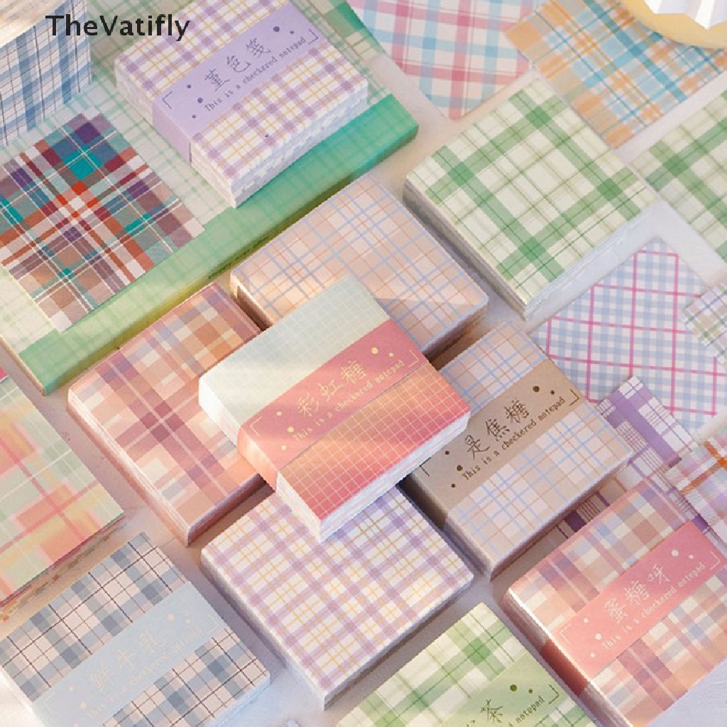 Bộ 200 Giấy Ghi Chú Họa Tiết Kẻ Ô Nhiều Màu Sắc Dễ Thương