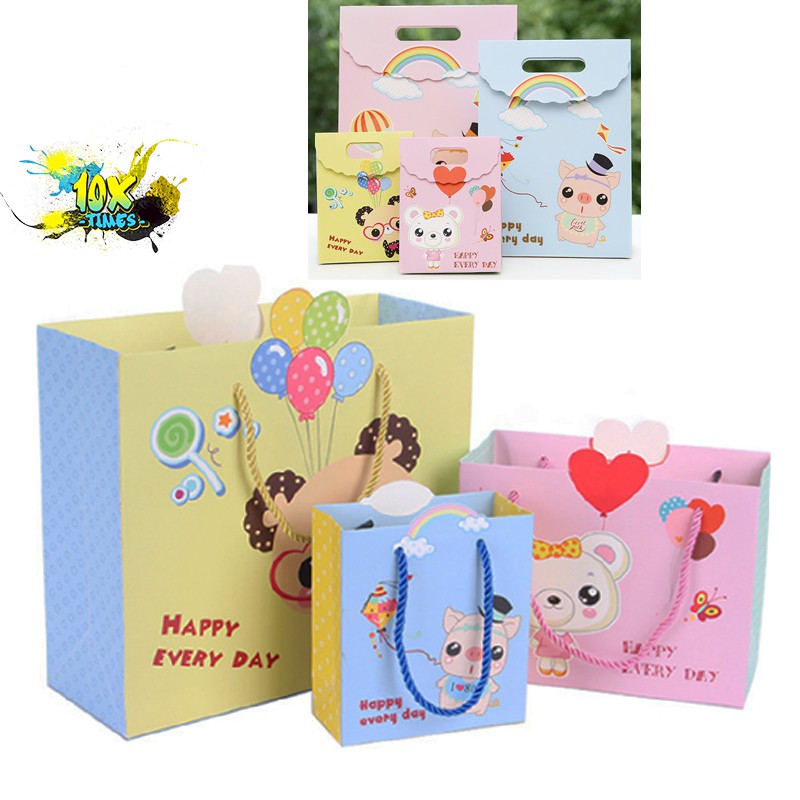 túi giấy đựng quà tặng dễ thương Heo thỏ gấu cute tặng sinh nhật bạn gái, valentine, ngày lễ có quai/ có nắp