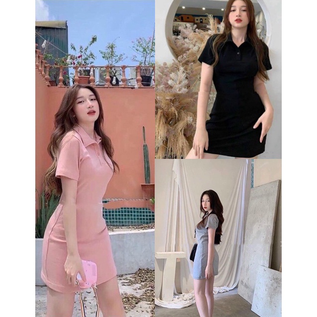 Đầm nữ polo tay ngắn cotton body ôm eo váy dáng ôm sát thân tô thêm nét đẹp gơi cảm và sự duyên dáng cho người mặc Q025