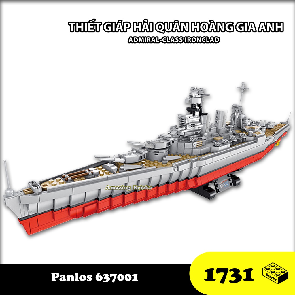 Đồ chơi Lắp Ráp Chiếm hạm tuần dương Hoàng Gia Anh, Panlos 637001 admiral-class Ironclad, Xếp hình thông minh [1731 man]
