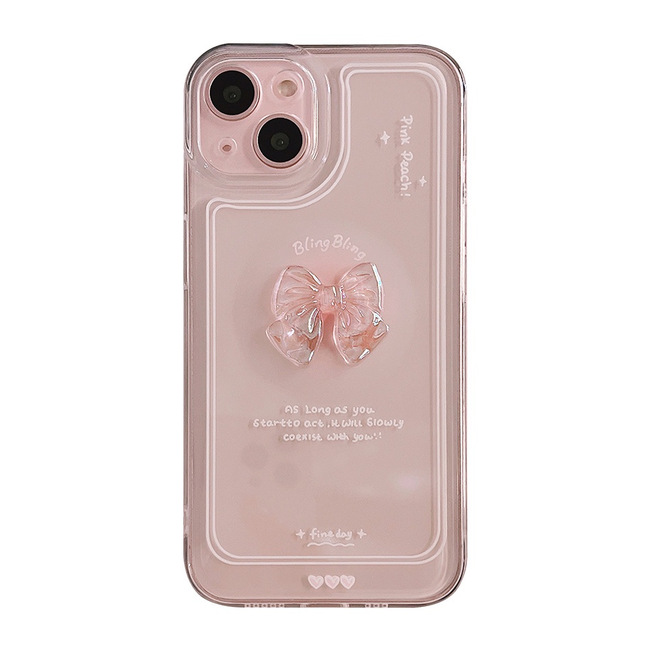Ốp Điện Thoại Trong Suốt In Họa Tiết Nơ 3d Cho iphone 15 14 7 8 plus xs xr se 11 12 13 pro max