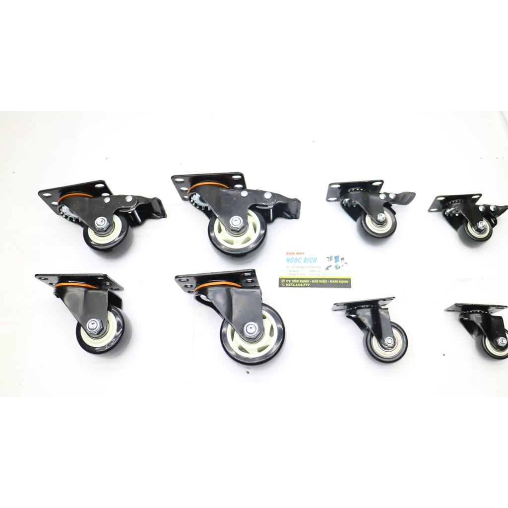 [RẺ VÔ ĐỊCH] Bánh xe đen viền 4cm,5cm,6cm,7cm Loại Tốt - Có Khóa Chống Trượt Xoay