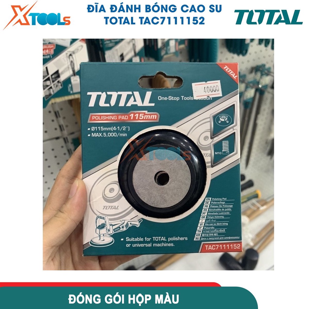 Đĩa đánh bóng cao su TOTAL 100-180mm, chất liệu cao su/nhựa pp, cốt M10/M14 [CHÍNH HÃNG][XTOOLS]
