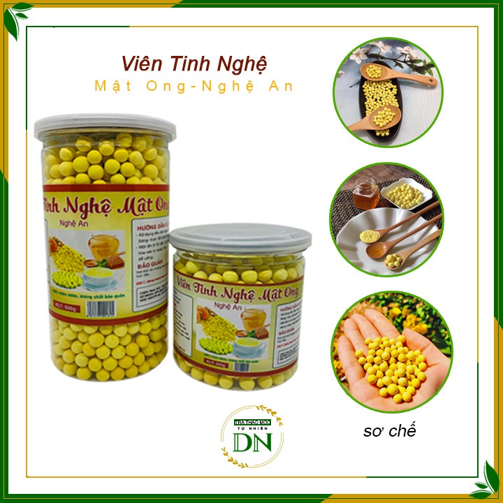 Viên tinh nghệ mật ong 🍯 hộp 250 - 500g 🍯 sản phẩm từ thiên nhiên, Tinh bột nghệ nguyên chất, sữa ong chúa🍯