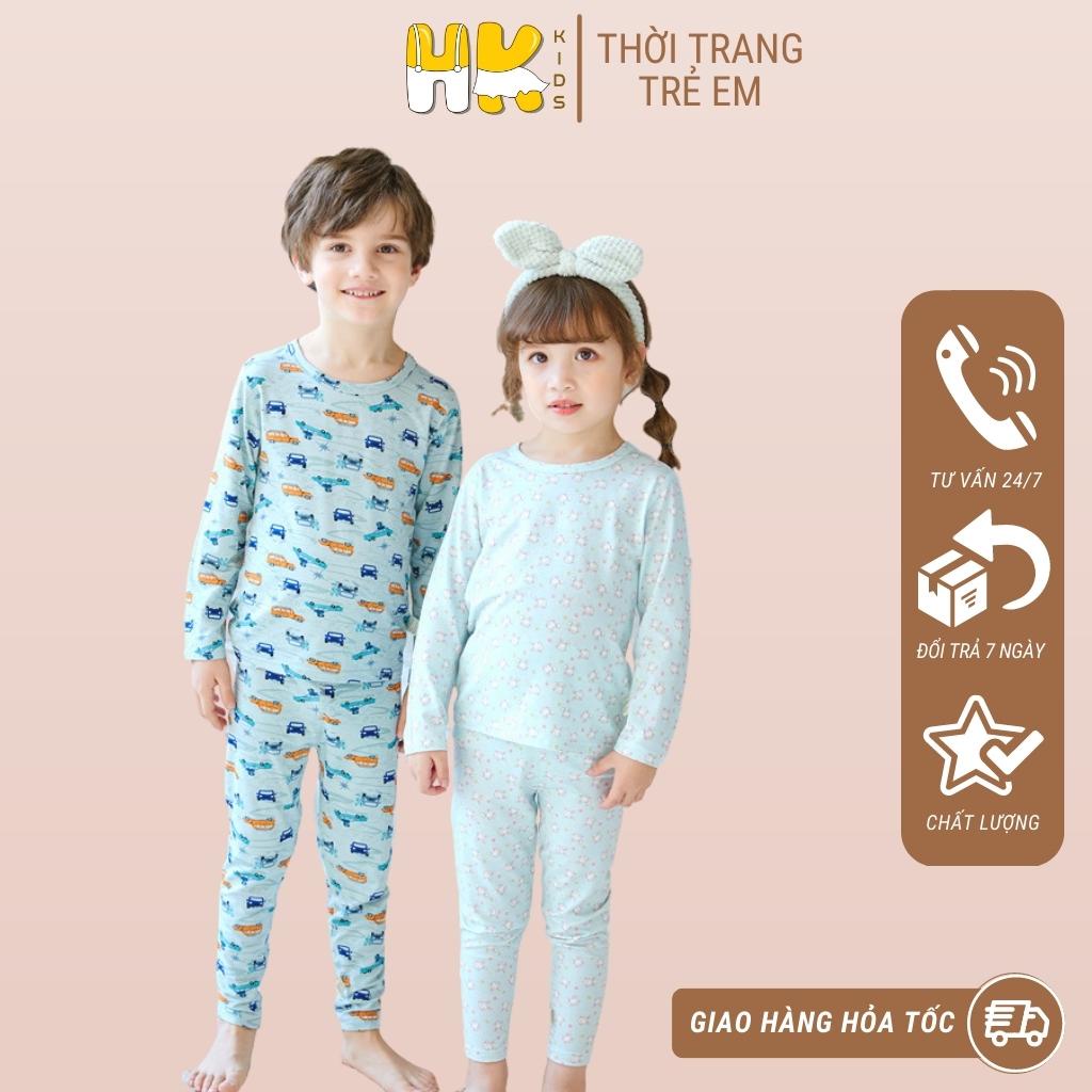 Bộ quần áo dài tay 4 mùa cho bé HK KIDS chất pettit thun lạnh mềm mát cho bé mặc phòng điều hoà size 90-160