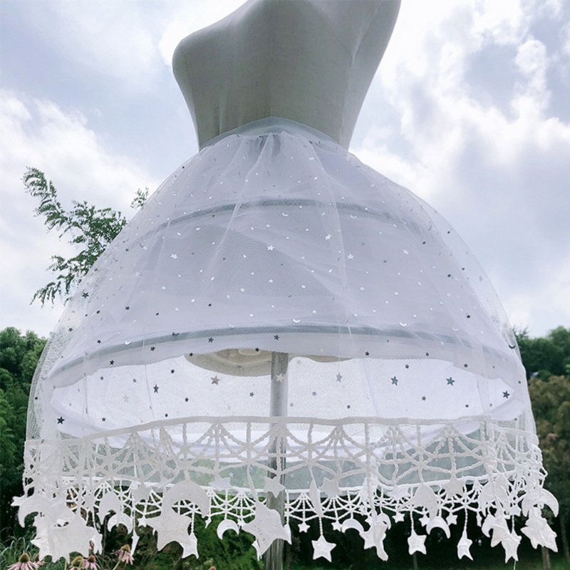 XIXI Chân váy 2 vòng đính tua rua phong cách lolita