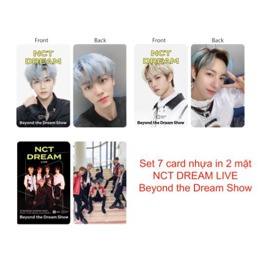 Set 7 thẻ card nhựa NCT DREAM LIVE - Beyond the Dream Show in 2 mặt bo góc
