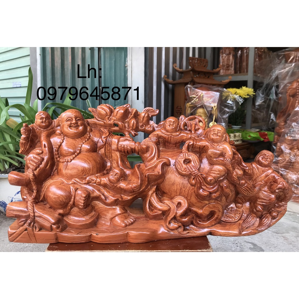 Tượng Kéo Bao Tiền Ngũ Phúc, Gỗ Hương Đá, Bày Bàn Kệ Tủ...KT: ngang50x23x13