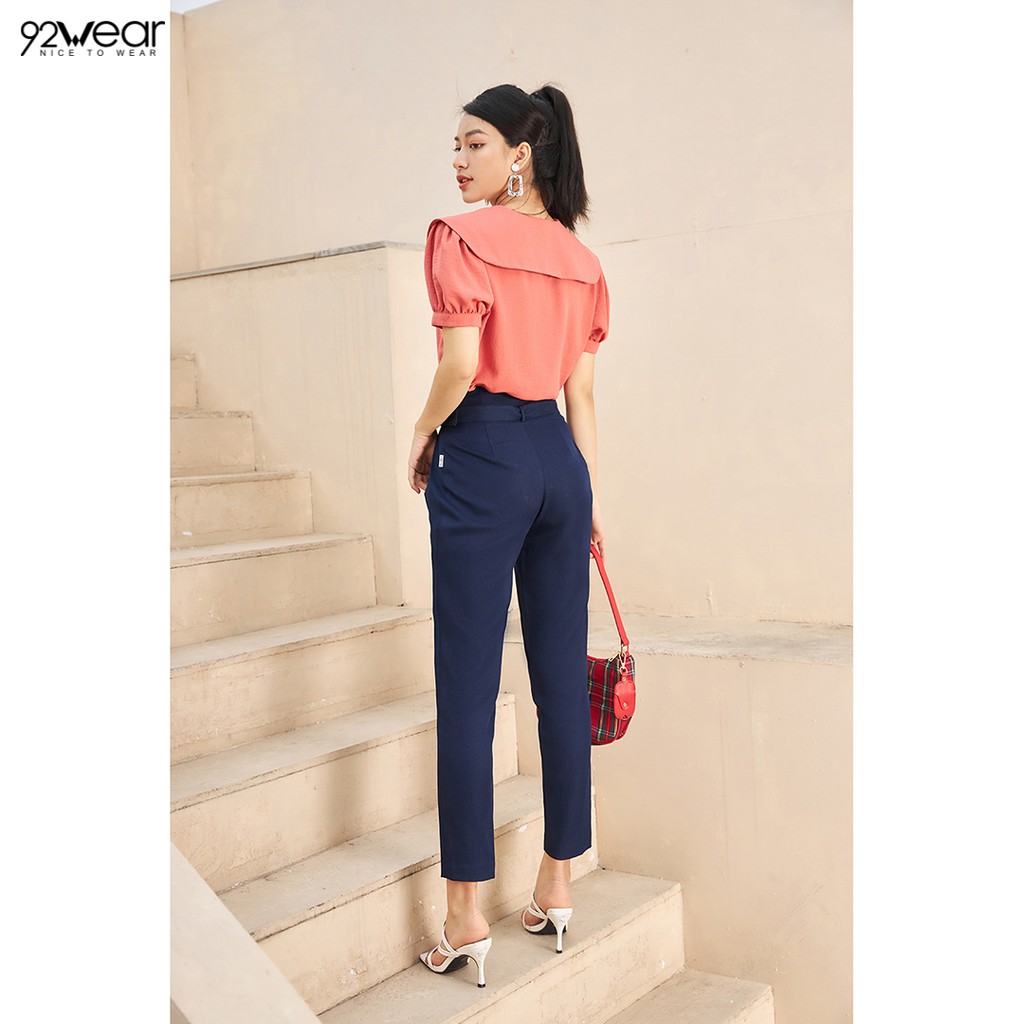 Quần baggy nữ công sở 92WEAR (3 MÀU), đủ size, cạp liền xếp ly QGW0993 | BigBuy360 - bigbuy360.vn