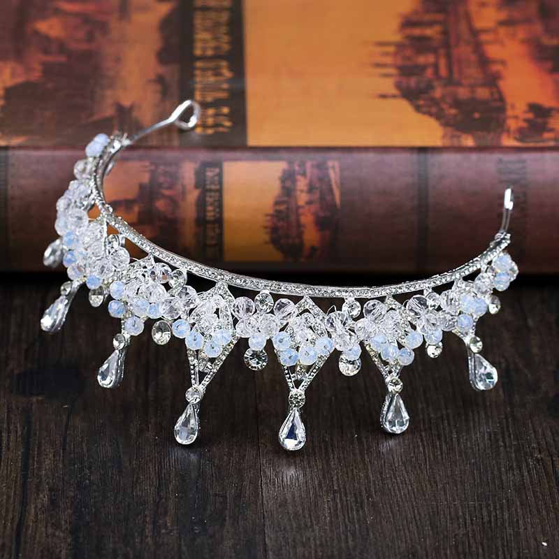 Băng đô cài tóc hình vương miện đính hạt giả ngọc trai