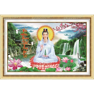 Tranh Đính Đá ABC 3D Vía Đức Quan Thế Âm Bồ Tát DF464 (KHÁCH TỰ ĐÍNH) KT:75x50 cm