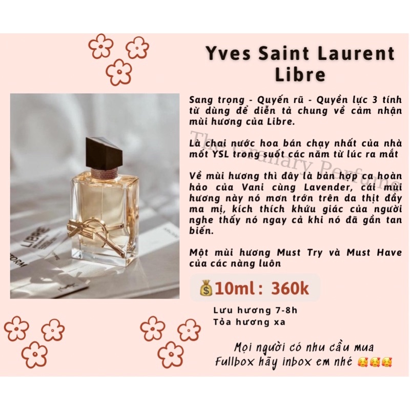 Mẫu thử nước hoa Yves Saint Laurent Libre