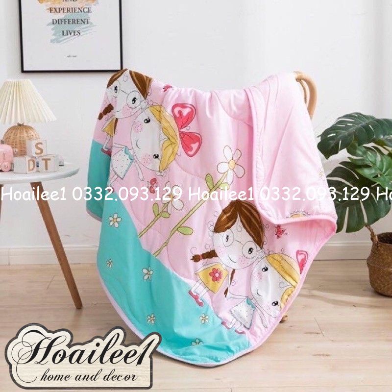 Mền cho bé vải cotton đũi mềm mịn thoáng mát, chăn hè thu cho bé đi học 1m1x1m5