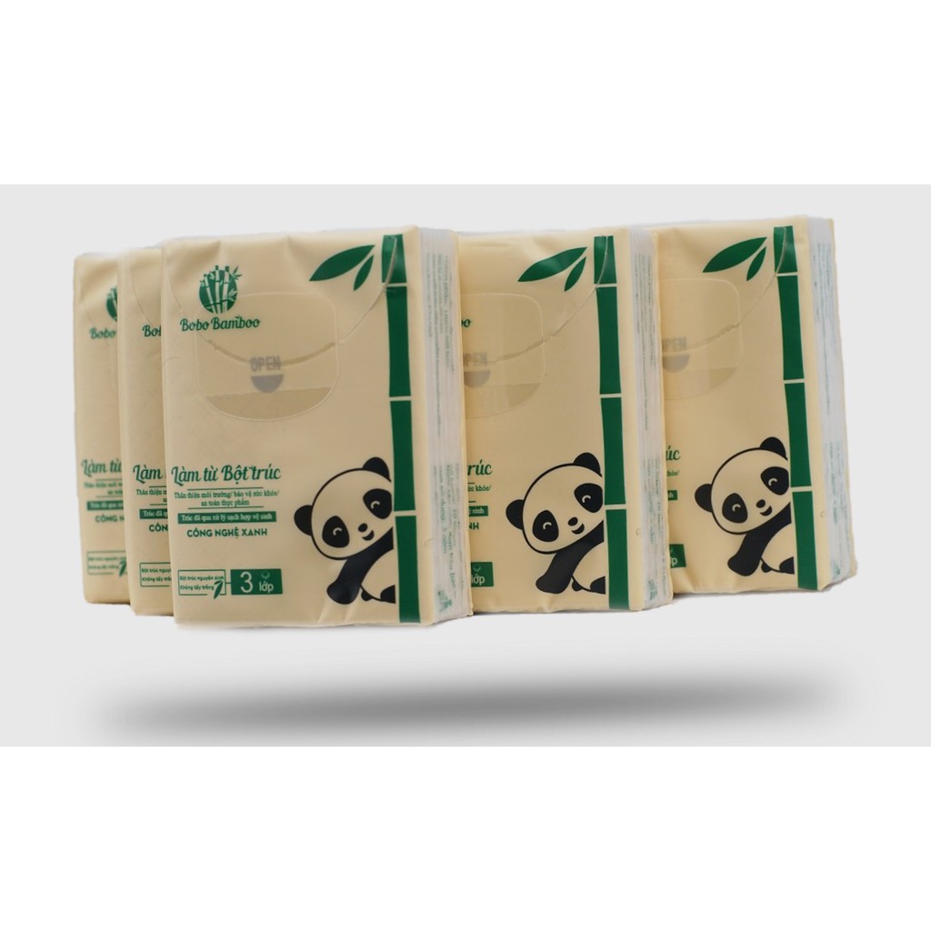 100 Gói Giấy Gấu Trúc bỏ túi cao cấp Bobo Bamboo Siêu Dai 10 Tờ/Gói