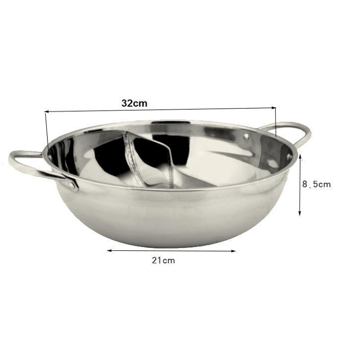 Nồi lẩu Hot pot 2 ngăn inox dùng được cả bếp từ