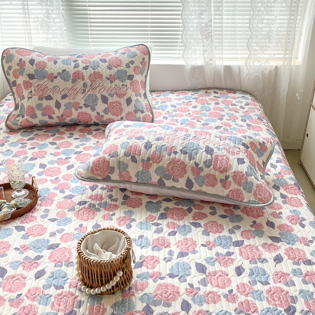 Chiếu điều hòa cao su non 9D M2T BEDDING Luxury vải lụa Tencel mềm mát - Mark Hoa Hồng