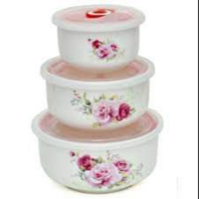 Set 3 bát sứ hoa hồng