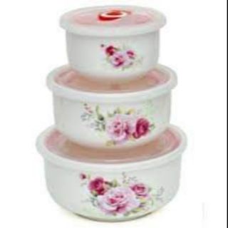 Set 3 bát sứ hoa hồng