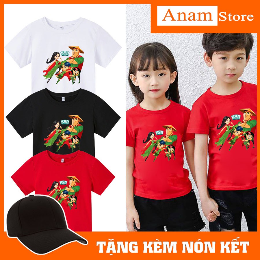 (Tặng kèm nón kết) Áo thun trẻ em in hình gia đình kun - Áo trẻ em sữa kun (có size người lớn), Anam Store