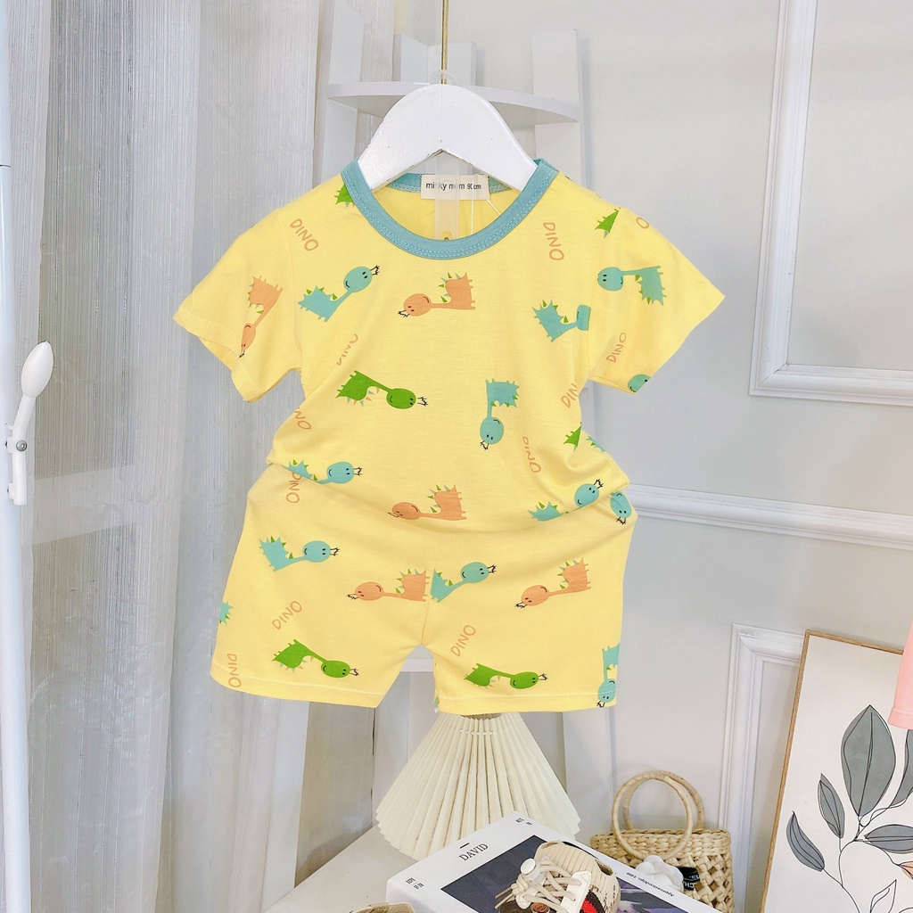 Đồ Bộ Bé Gái, Bé Trai Minky Mom Vải Thun Lạnh In họa tiết toàn thân, Bộ Quần Áo Cộc Tay Cho Bé Mặc Hè Thoáng Mát