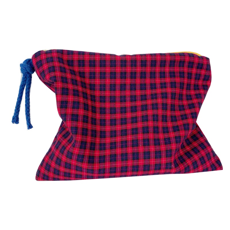 Túi Đựng Mỹ Phẩm Đa Năng Bằng Vải Cotton Họa Tiết Kẻ Sọc Có Khóa Kéo Thời Trang Cho Nữ