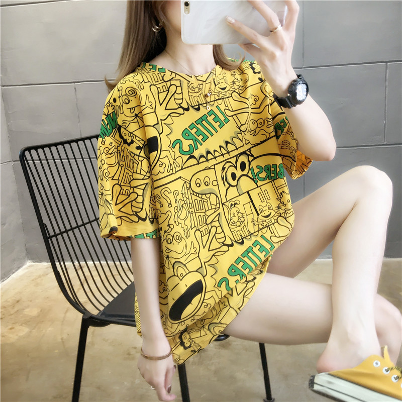 Áo Thun Nữ Ngắn Tay Dáng Dài Form Rộng Thời Trang Hàn