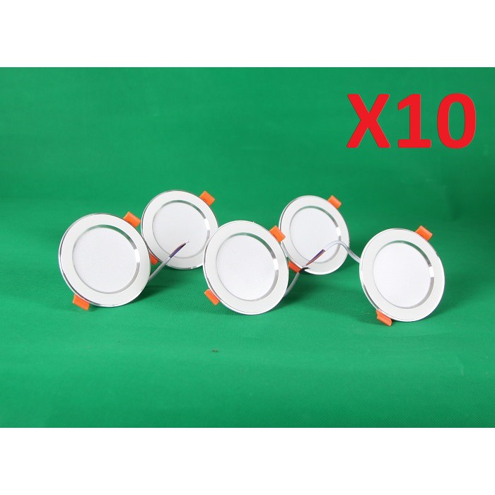 Combo 50 Đèn Led âm trần đổi màu 3w viền vàng, viền bạc, đèn mắt trâu, đèn phòng ngủ, đèn trang trí