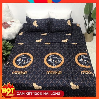 Bộ ra giường 1m6/1m8 💖1 ra nệm + 2 áo gối nằm 45x65 mẫu chuột nâu - LINHALMONDS
