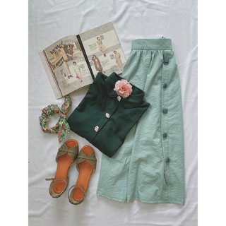 chân váy dài linen