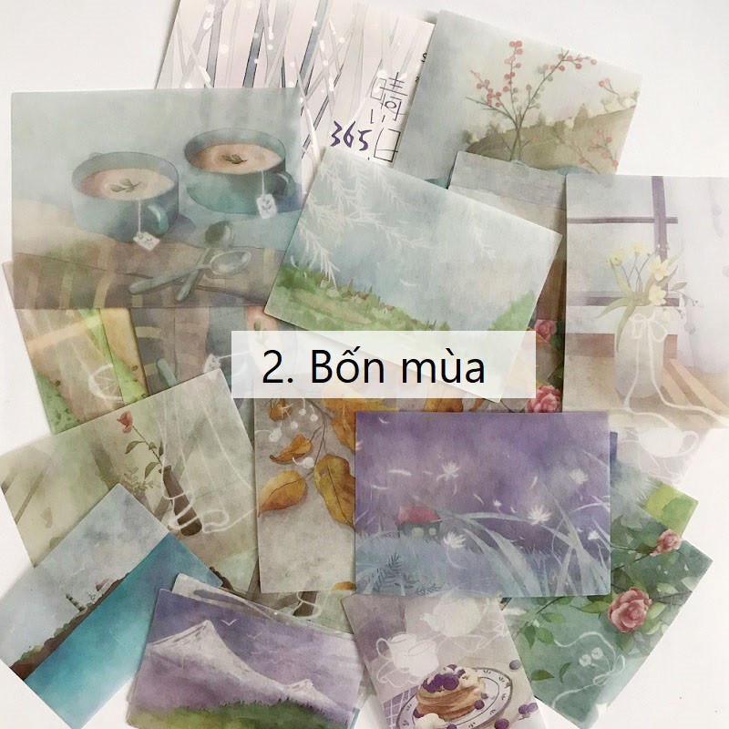 Set 40 sticker giấy washi trang trí planner Gachini