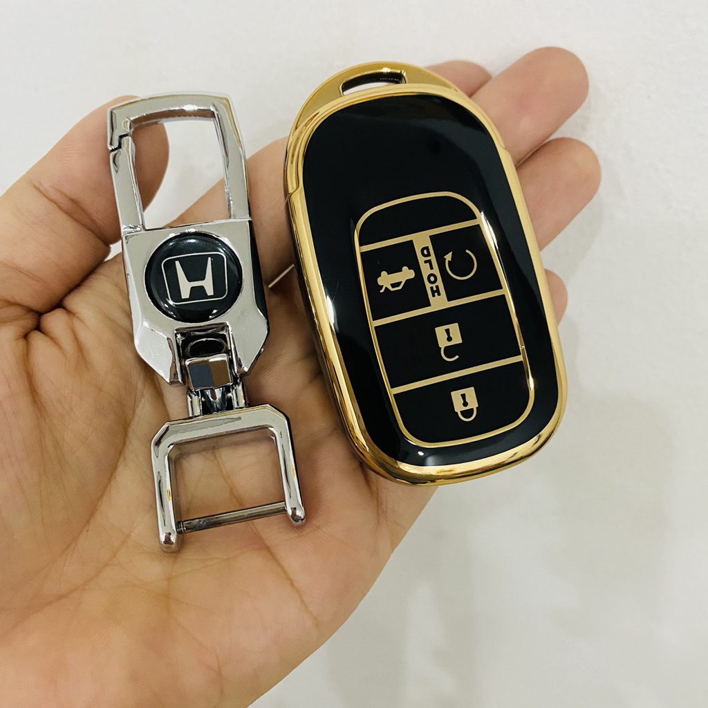 Bọc chìa khóa xe Honda City 2021 2022 - 4 nút mẫu silicon tráng gương cao cấp ( màu vàng)