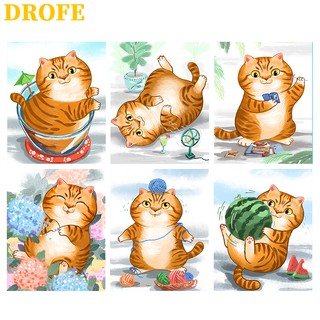 Bộ Tranh Sơn Dầu 40x50cm Tự Làm Hình Mèo Mập