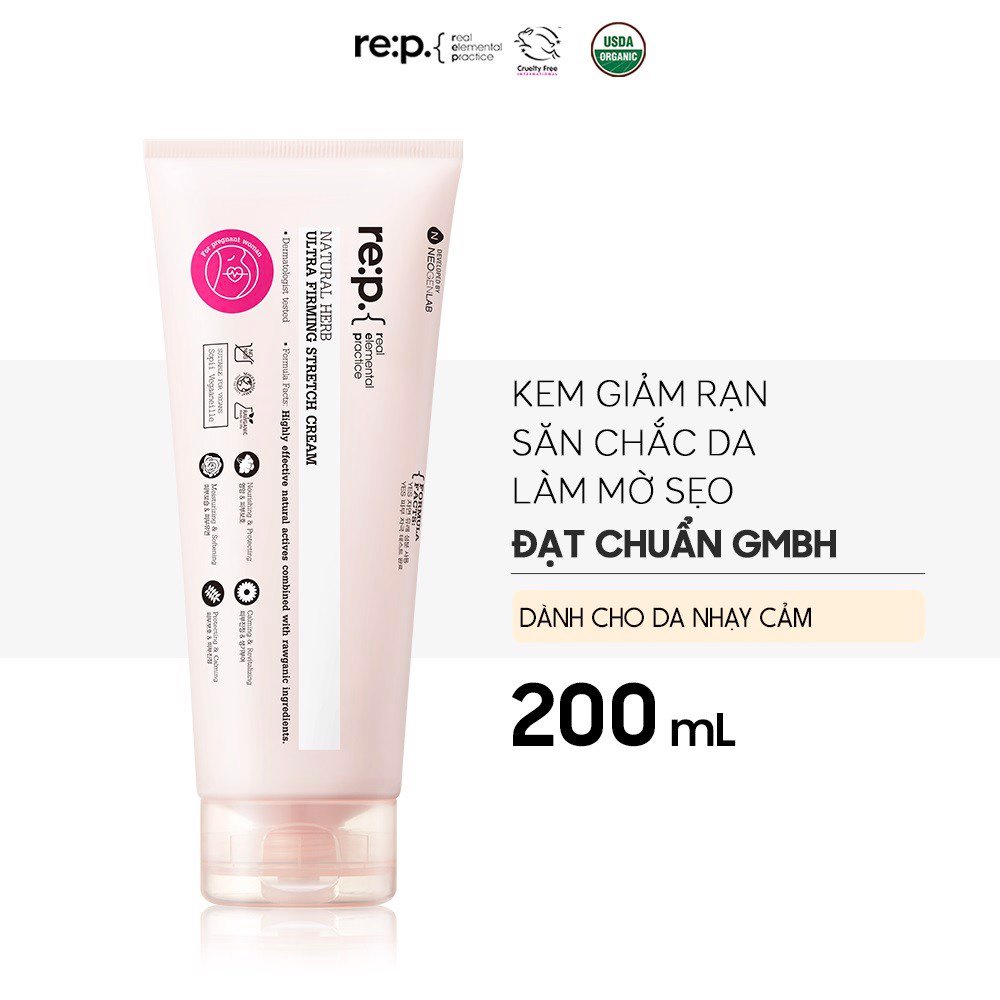 Kem Chống Rạn Da RE:P Giảm Rạn Da Bụng Đùi Săn Chắc Da Làm Mờ Sẹo Re:p Natural Herb Ultra Firming Stretch Cream 200ml