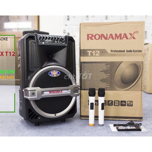 Loa kéo di động Ronamax T12, loa karaoke vỏ nhựa, bass 3 tấc, Hàng chính hãng
